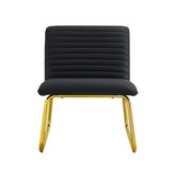 Black minimalist armless sofa chair with PU backrest and golden metal legs suitable for offices restaurants