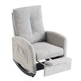 Accent Rocking Chair with Footrest High Back Rubber Wood Rocking Legs Bedroom Living Space - V.I.P Digital Presence