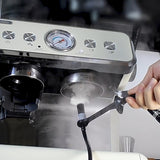 Barista tool: long - handle cleaning brush for coffee machine steam, with replaceable head to remove brew head dirt - V.I.P Digital Presence