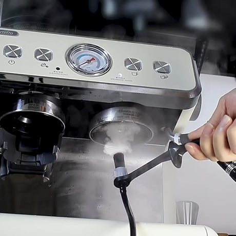 Barista tool: long - handle cleaning brush for coffee machine steam, with replaceable head to remove brew head dirt - V.I.P Digital Presence