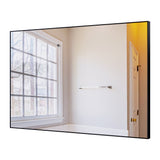 36x24 inch modern black bathroom mirror with aluminum frame decorative wall mirror suitable for living room, bedroom