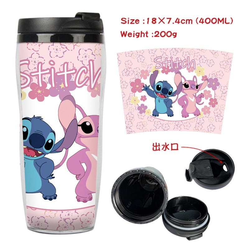Stitch Stitch animation peripheral double-layer insulated plastic cup two-dimensional cartoon tea cup cold water kettle water cup - V.I.P Digital Presence