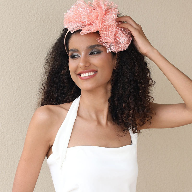 Fashionable lace embroidered polka dot oversized bow headband - V.I.P Digital Presence