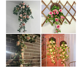 Simulated rose wall hanging chlorophytum comosum false plastic indoor living room air conditioning pipe decoration - V.I.P Digital Presence
