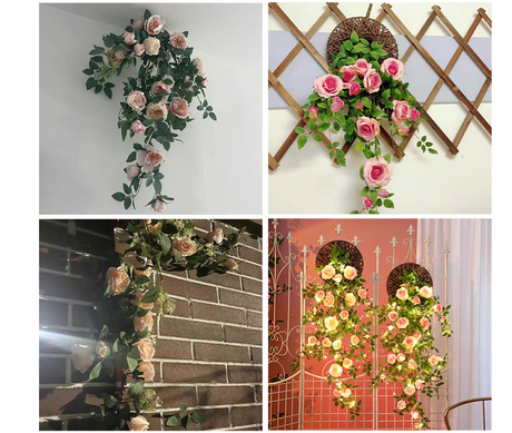 Simulated rose wall hanging chlorophytum comosum false plastic indoor living room air conditioning pipe decoration - V.I.P Digital Presence