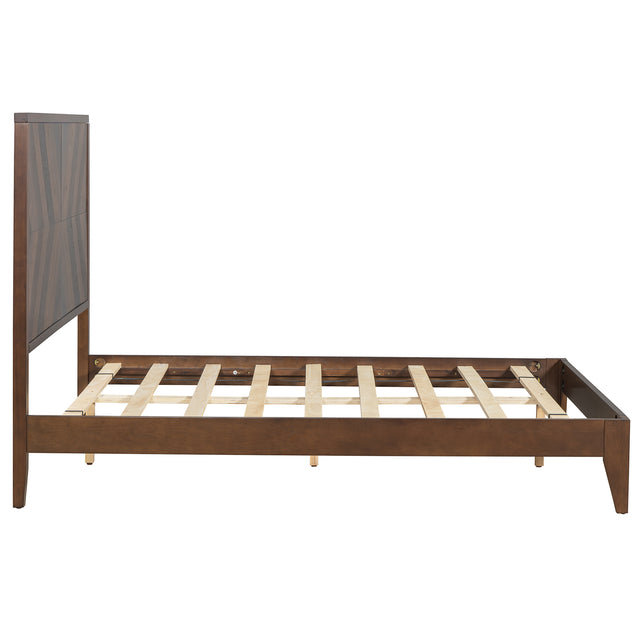Mid-Century Modern Platform Bed Wood Slat Support with No Box Spring Needed,Full, Walnut - V.I.P Digital Presence