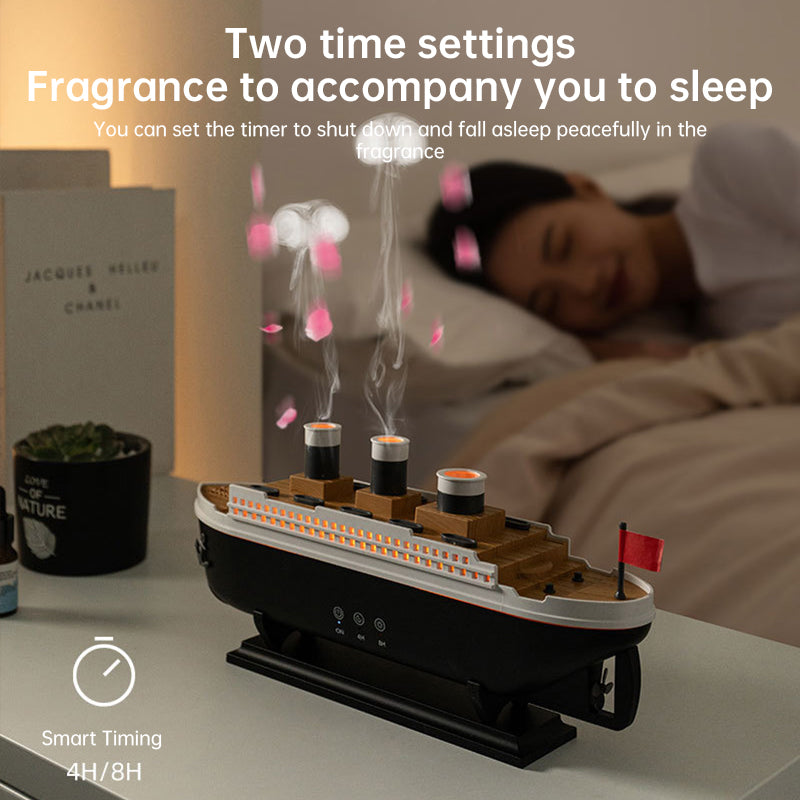 Titanic ship model humidifier (250ml), also an essential oil diffuser with jellyfish smoke ring spray for home aroma. - V.I.P Digital Presence
