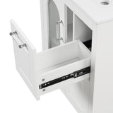 24" Bathroom Vanity with Sink, Bathroom Vanity Cabinet with Two Drawers and Door, Adjustable Shelf, Solid Wood and MDF, White - V.I.P Digital Presence