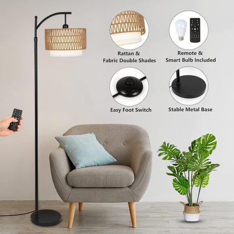 Arc Floor Lamp for Living Room with 3 Color Temperatures, Farmhouse Floor Lamps with Remote & Dimmable Bulb Office - V.I.P Digital Presence