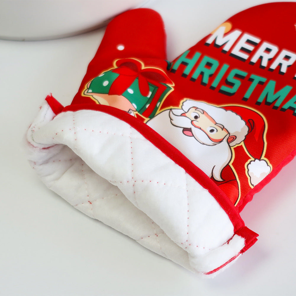 Christmas series insulated gloves, oven gloves, kitchen baking oven gloves, insulated and heat-resistant gloves - V.I.P Digital Presence