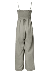 Smocked Spaghetti Strap Wide Leg Jumpsuit - V.I.P Digital Presence