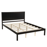 Platform Bed Frame with Headboard, Wood Slat Support  No Box Spring Needed  Queen Espresso