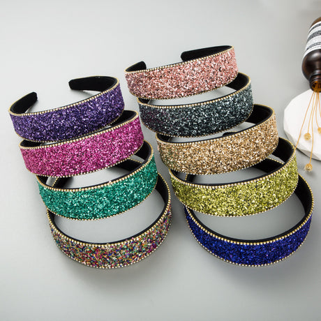 New Colored Stone Hair Decoration Super Flash Diamond Wide Edge Korean Advanced Shampoo Headband - V.I.P Digital Presence