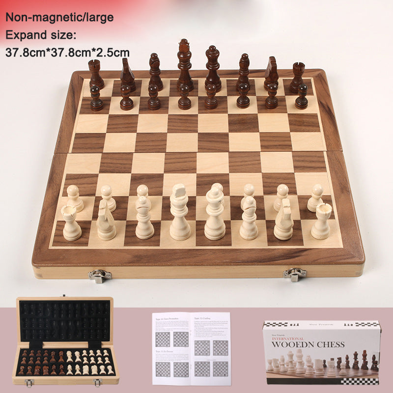 Ajedrez magnético plegable de madera maciza, juego de ajedrez de doble reina, juego de mesa para adultos, rompecabezas para niños, juguete