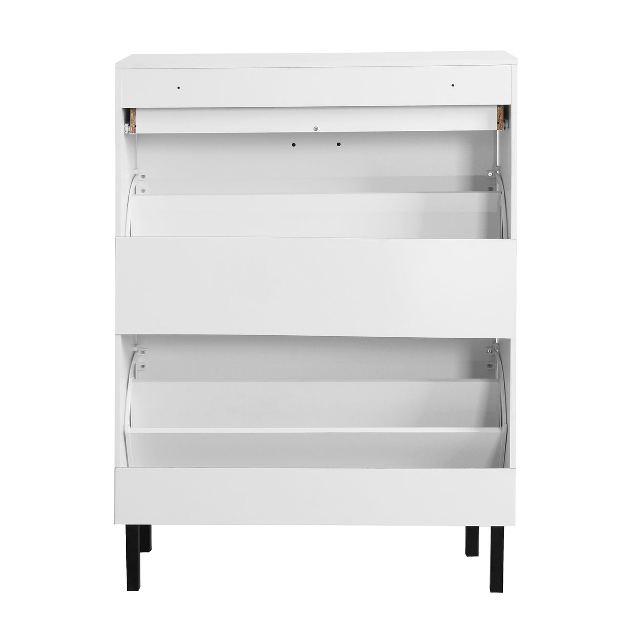 Independent shoe rack storage box with drawers and metal legs, modern shoe cabinet with 2 flippable drawers - V.I.P Digital Presence