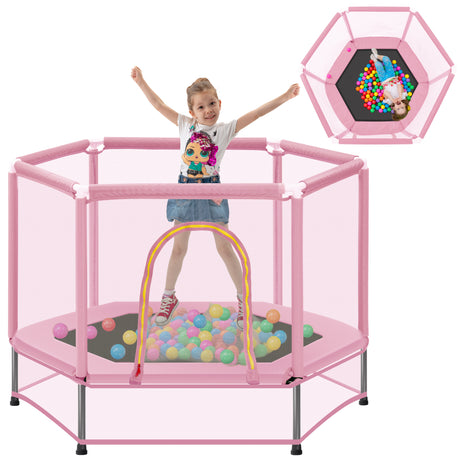55'' Toddlers Trampoline with Safety Enclosure Net and Balls, Indoor Outdoor Mini Trampoline for Kids - V.I.P Digital Presence