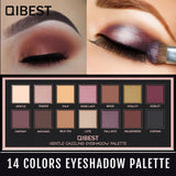 QIBEST 14 Color Eyeshadow Palette Matte Eyeshadow Low Key Luxury Velvet Glossy Eyeshadow Palette - V.I.P Digital Presence