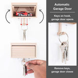Space-saving wall wooden key holder, home key rack, garage-shaped clothes hook with opening door for hallway - V.I.P Digital Presence