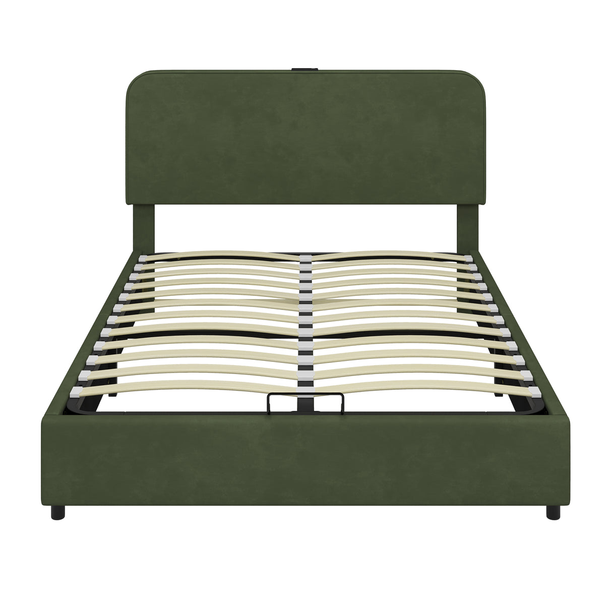 Large hydraulic storage bed with soft cushion lifting storage bed with RGB LED lights, Bluetooth speaker lychee velvet, green - V.I.P Digital Presence