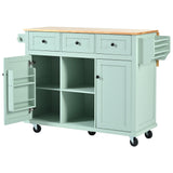 Kitchen trolley, cabinet door internal storage rack with storage cabinet and 3 dining room drawers, mint green - V.I.P Digital Presence