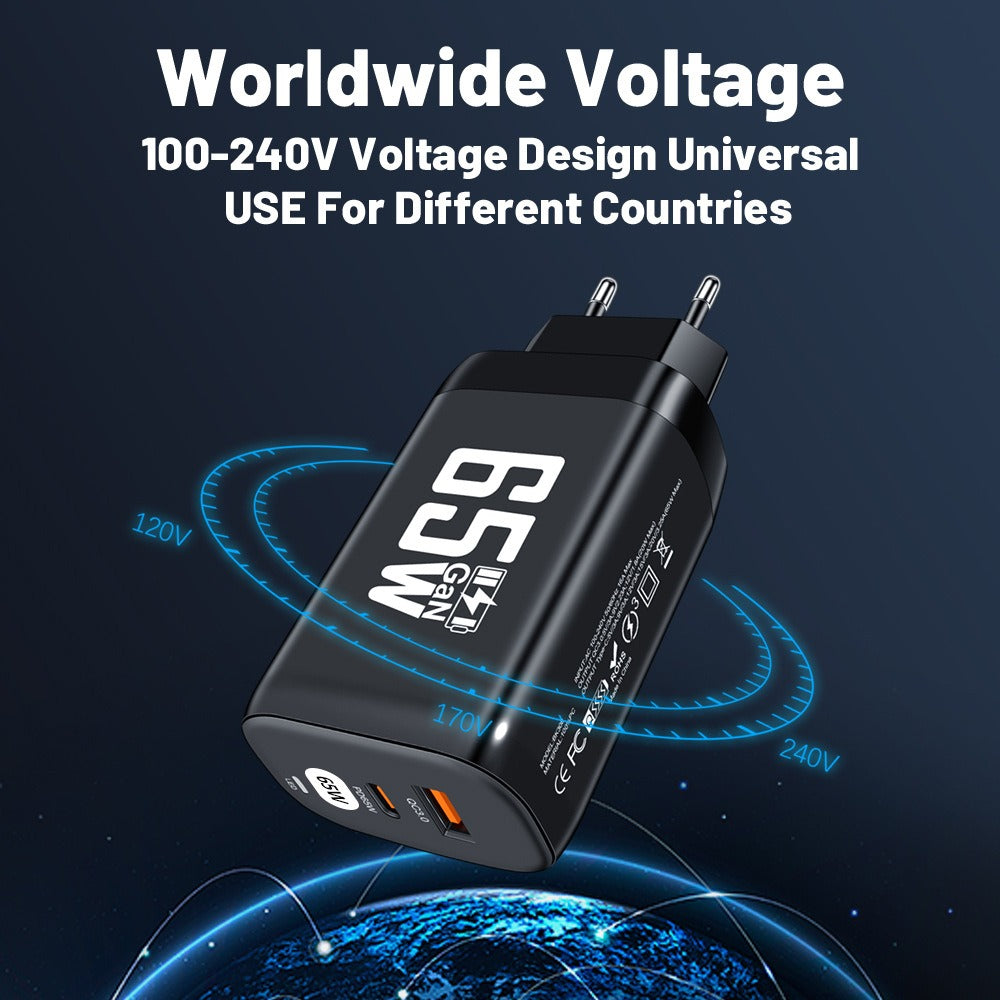 Computer laptop adapter GaN GaN PD65W fast charging head QC3.0 charger - V.I.P Digital Presence