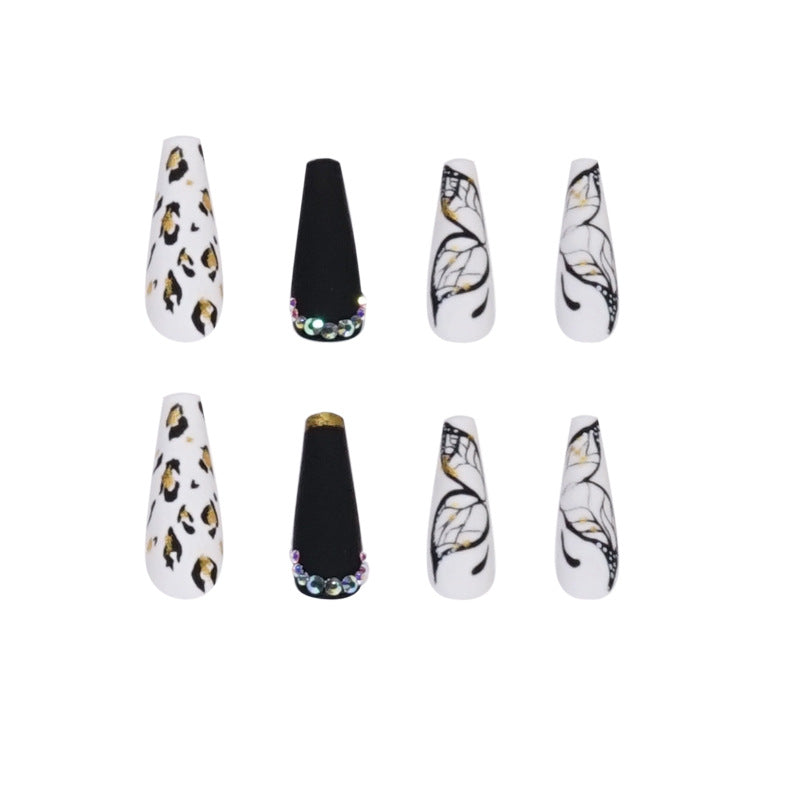 Butterfly Wearing Leopard-Print Nail Piece Scrub Manicure Wearing Nail Patch With Drill Nail Patch - V.I.P Digital Presence