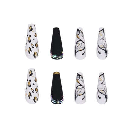 Butterfly Wearing Leopard-Print Nail Piece Scrub Manicure Wearing Nail Patch With Drill Nail Patch - V.I.P Digital Presence