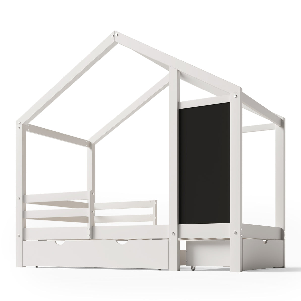 Full House Bed with Blackboard and Drawers Two assembly options White - V.I.P Digital Presence