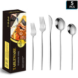 Portuguese Stainless Steel Knife Fork Spoon Golden Steak Knife Fork Set Four-Piece Tableware Set - V.I.P Digital Presence