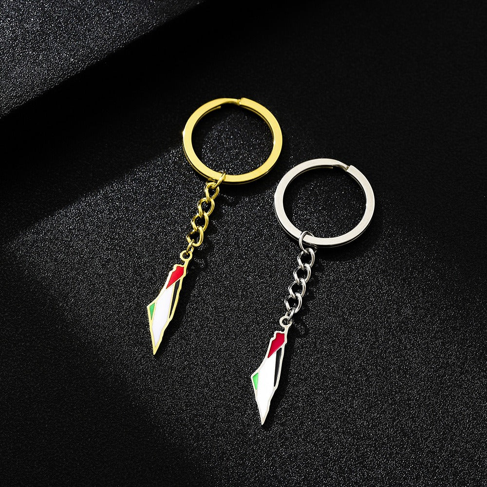 Palestine Israel Map Flag Keychain Accessories Decoration Men's and Women's Ethnic Style Versatile Stainless Steel Accessories - V.I.P Digital Presence
