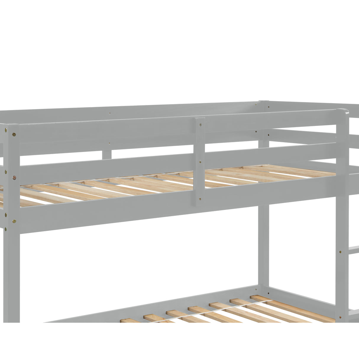 Twin over Twin Floor Bunk Bed,Grey - V.I.P Digital Presence