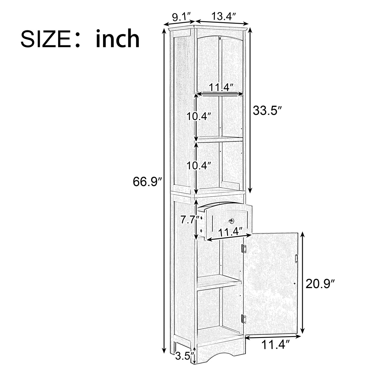 Tall Bathroom Cabinet, Freestanding Storage Cabinet with Drawer, MDF Board, Adjustable Shelf, Black - V.I.P Digital Presence