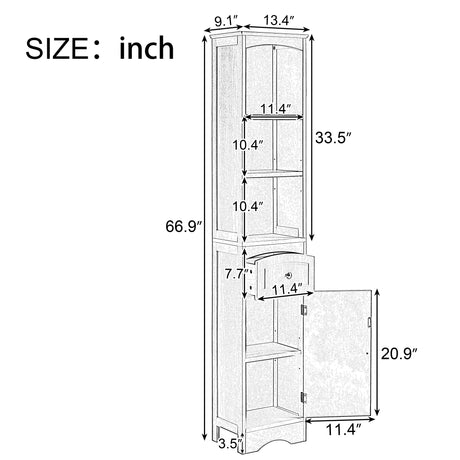 Tall Bathroom Cabinet, Freestanding Storage Cabinet with Drawer, MDF Board, Adjustable Shelf, Black - V.I.P Digital Presence