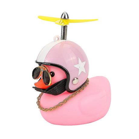 Car Duck with Helmet Broken Wind Small Yellow Duck Road Bike Motor Helmet Riding Cycling Car Accessories Decor Without Lights - V.I.P Digital Presence