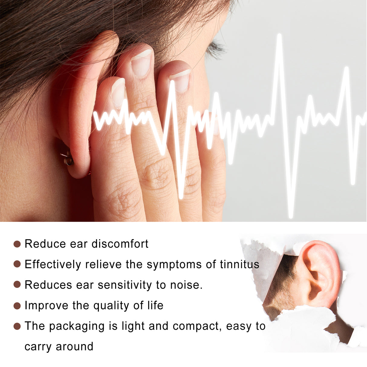 Tinnitus Relief Earrings, Relieve Ear Discomfort Tinnitus Ear Back Ear Care Massage Earrings