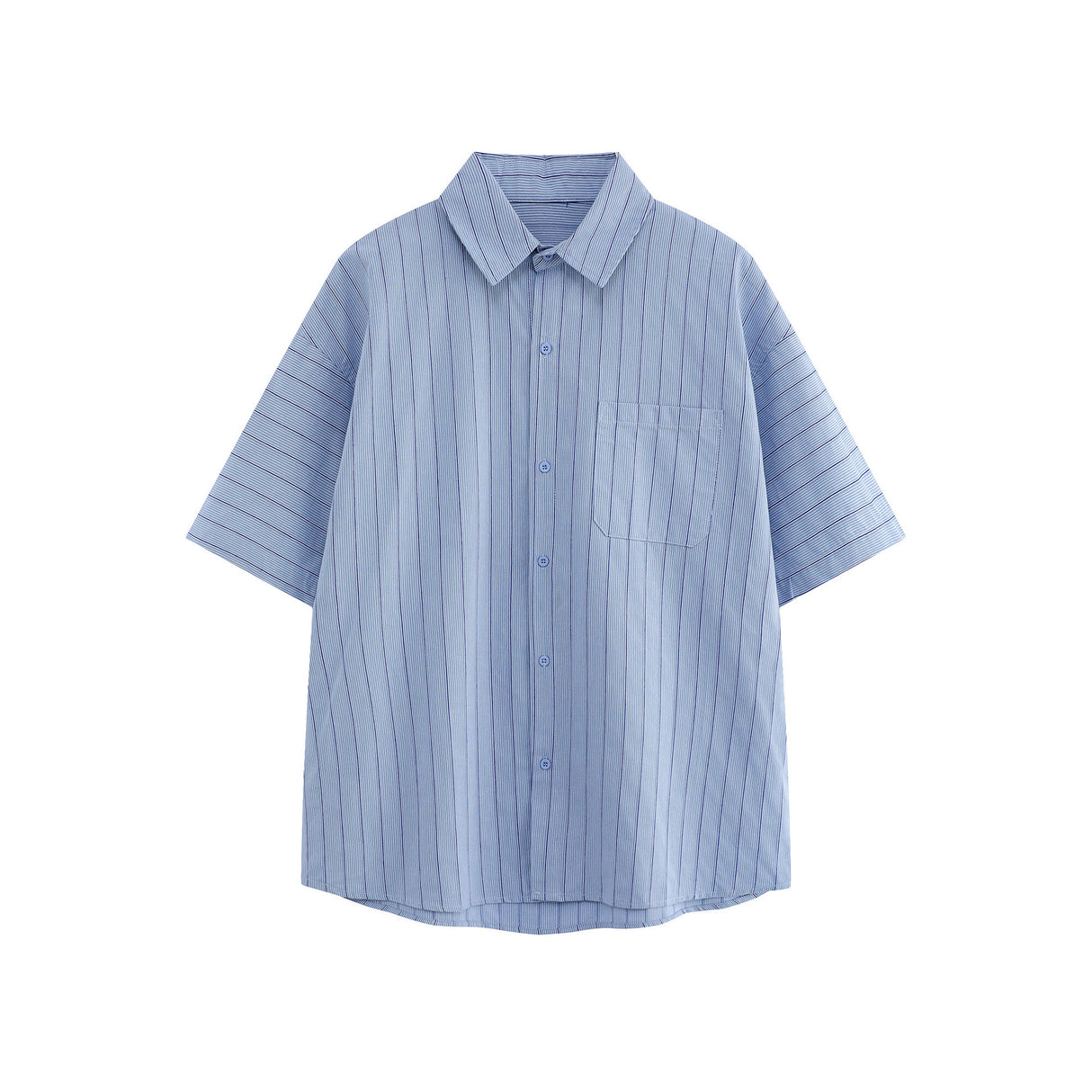 Patch striped casual loose silhouette short sleeved shirt for men - V.I.P Digital Presence