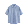 Patch striped casual loose silhouette short sleeved shirt for men - V.I.P Digital Presence