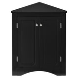 Black Triangle Bathroom Storage Cabinet with Adjustable Shelves, Freestanding Floor Cabinet for Home Kitchen - V.I.P Digital Presence