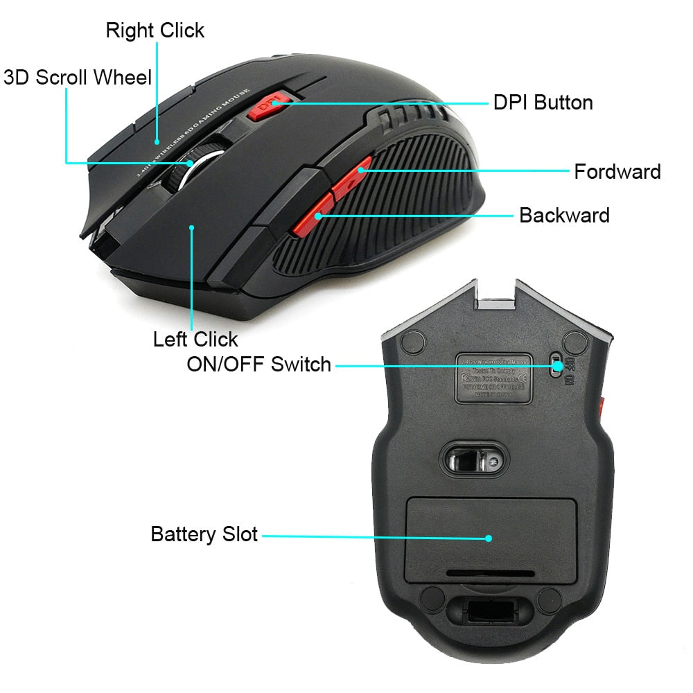 2.4GHz Wireless Mice With USB Receiver Gamer 2000DPI Mouse For Computer PC Laptop - V.I.P Digital Presence