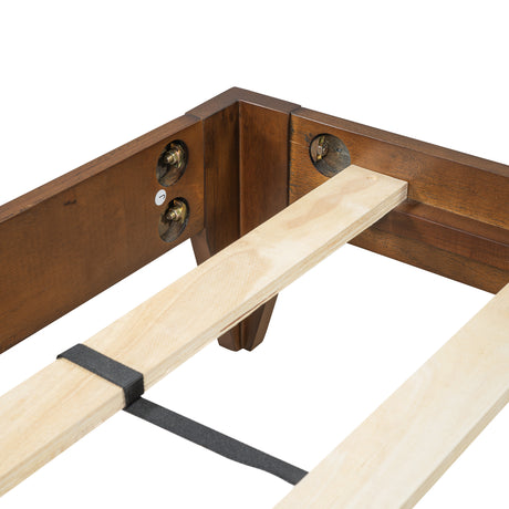 Mid-Century Modern Platform Bed Wood Slat Support with No Box Spring Needed,Queen, Walnut - V.I.P Digital Presence