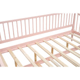 Full Size Daybed with Trundle and Support Legs  Pink