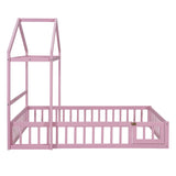 Wooden Full Size Children's Bed with Detachable Headboard and Integrated Clothes Drying Rack, Pink - V.I.P Digital Presence