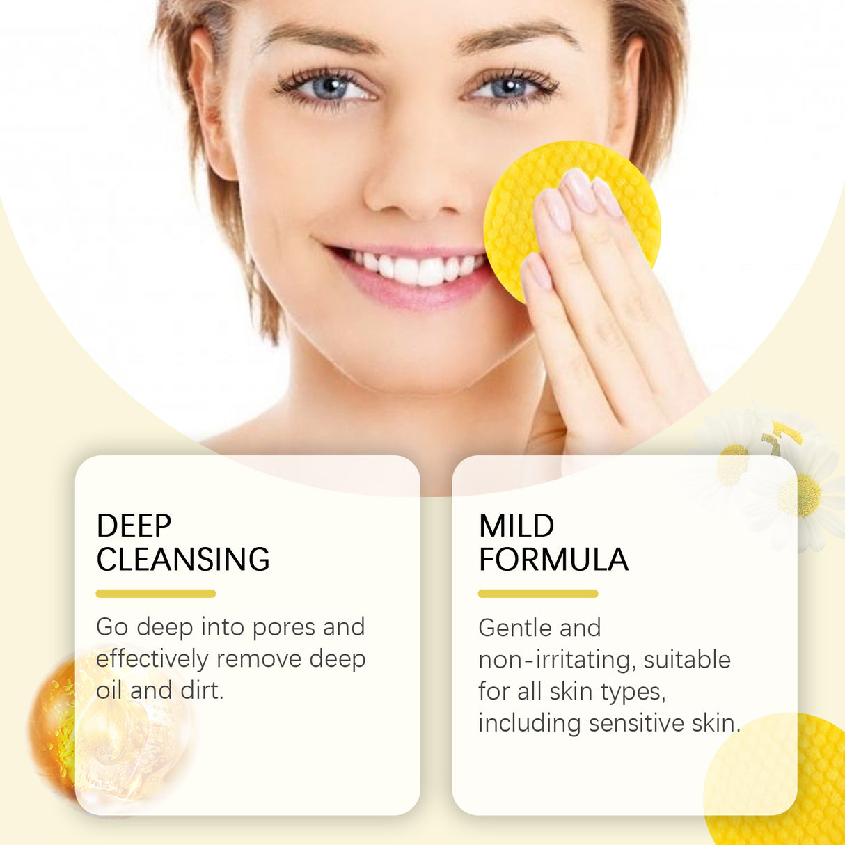 Turmeric Acid Cleansing Pad Facial Daily Cleansing Gentle Skin Care Moisturizing Skin Brightening Cleanser