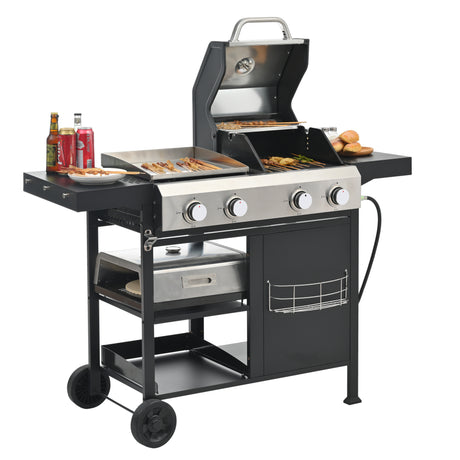 2+2 multifunctional gas barbecue grill and covered grill combination for outdoor cooking - barbecue, barbecue, pizza. - V.I.P Digital Presence
