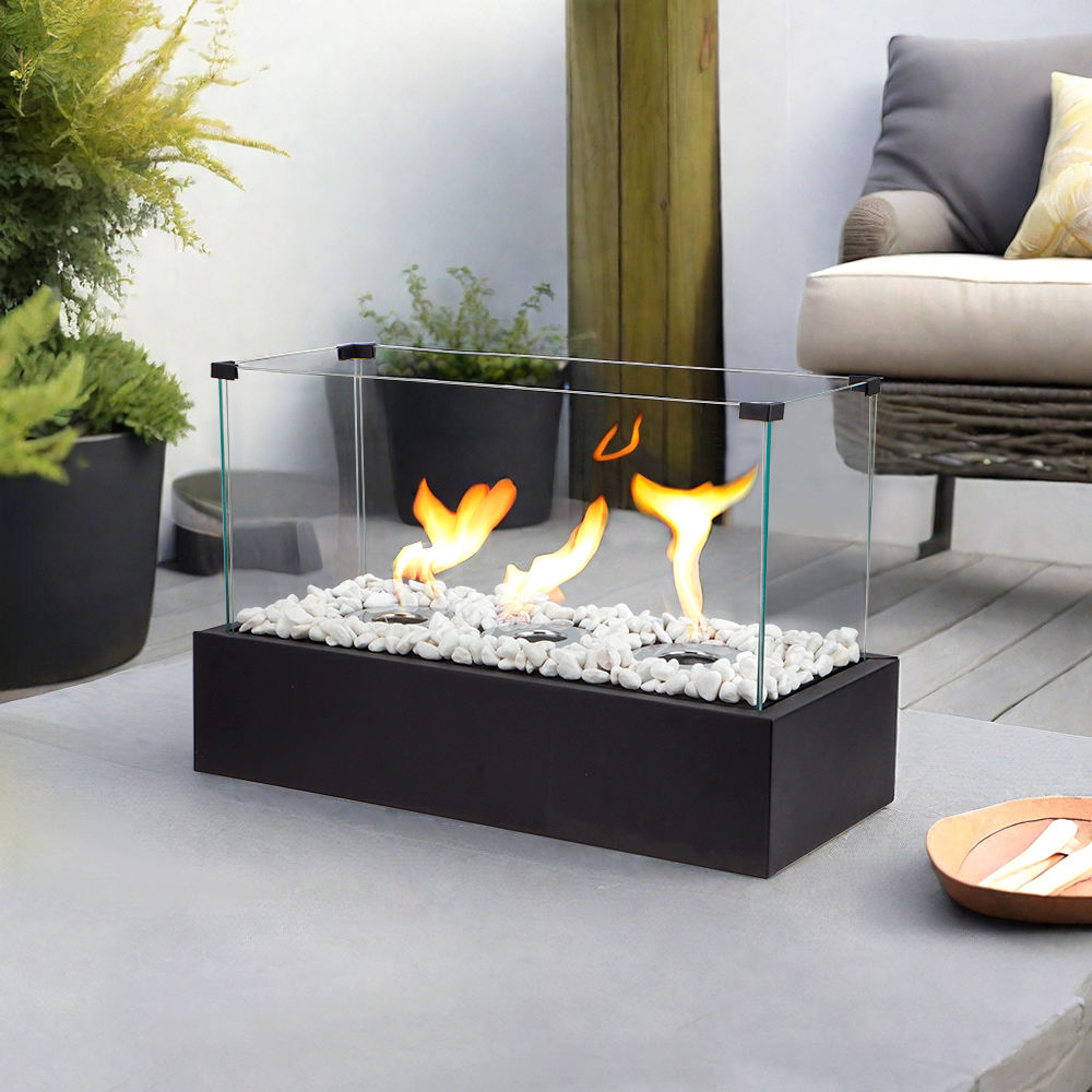 Rectangular three hole alcohol fireplace desktop home real fire heatin ...