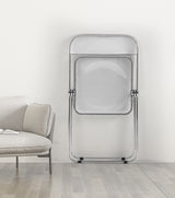 Transparent chair, stackable folding chair, PC plastic living room chair, chrome frame foldable acrylic chair, O-Clear - V.I.P Digital Presence