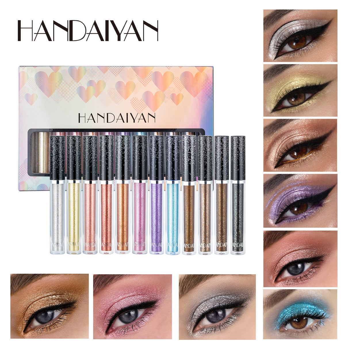 HANDAIYAN 12 Liquid Eye Shadow Set Psychedelic Pearl Shiny Eye Shadow Lying Silkworm Tear Makeup Eye Shadow Liquid - V.I.P Digital Presence