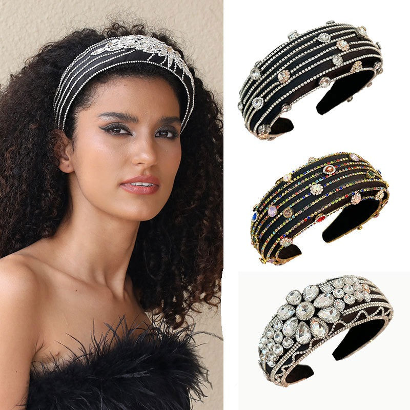 Baroque wide brimmed full diamond headband - V.I.P Digital Presence