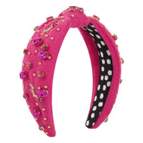 Retro Wide Edge Knot Bead Water Diamond Plush Fabric Thickened Letter Hair Hoop - V.I.P Digital Presence