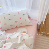 Pink tulip floral single person pure cotton pillowcase 48 * 74cm pillow core cover made of all cotton - V.I.P Digital Presence